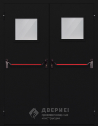 Двупольная входная дверь со стеклом противопожарная