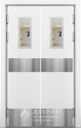 Двухстворчатая маятниковая дверь со стеклопакетом №6