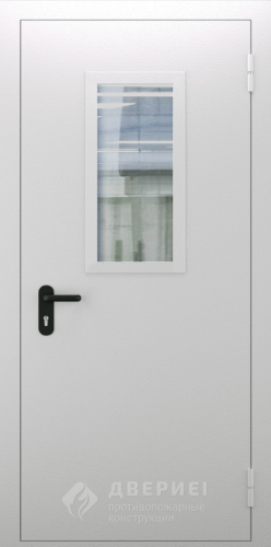 Пожарная дверь серая со стеклопакетом №67